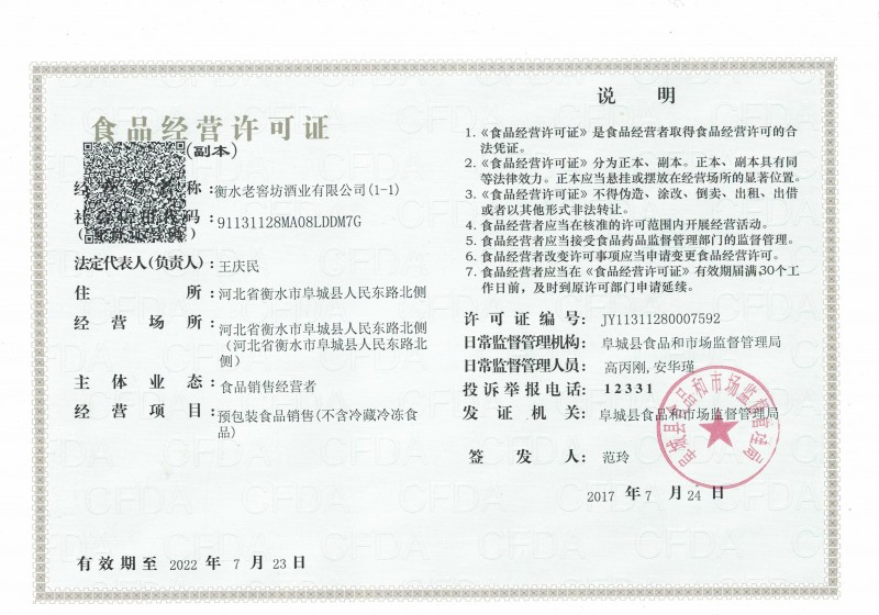 食品經營許可證