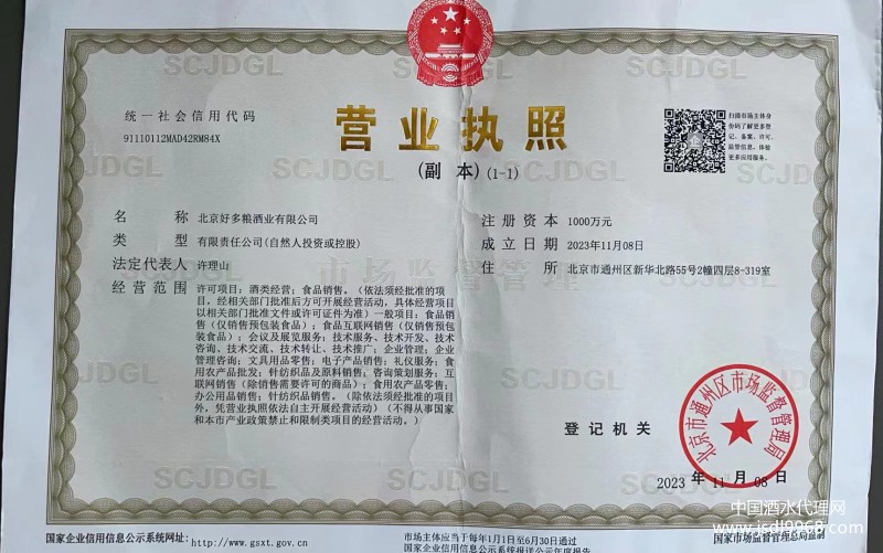 營(yíng)業(yè)執(zhí)照（副本）